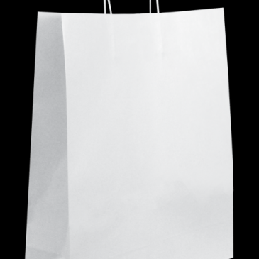 Bolsa de papel blanco 32+12X42 asa rizada