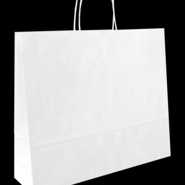 Bolsa de papel blanco 41+12x32 asa rizada