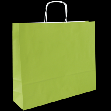 Bolsa de papel blanco fondo pistacho 28+10x22 asa rizada