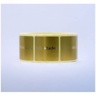 Rollo etiquetas felicidades 30x30mm (500 uds.)