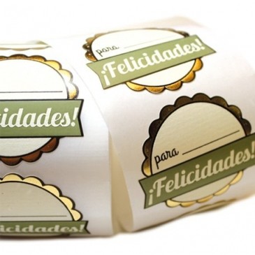 Rollo etiquetas felicidades 50x45mm (250 uds.)