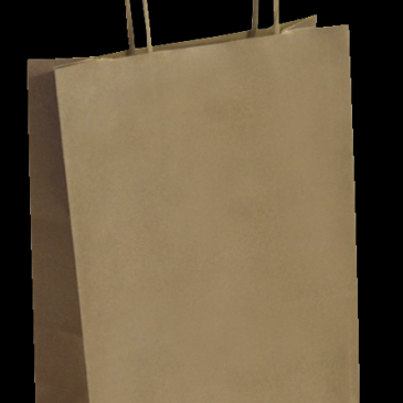Bolsa de papel kraft liso 18+08x24 asa rizada