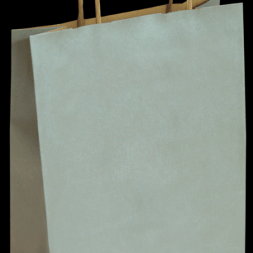 Bolsa de papel kraft liso fondo plata 25+10X32 asa rizada