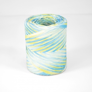 Rollo rafia polipropileno multicolor azul-amarillo 15mm x 200m