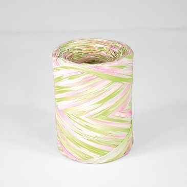 Rollo rafia polipropileno multicolor verde-rosa 15mm x 200m