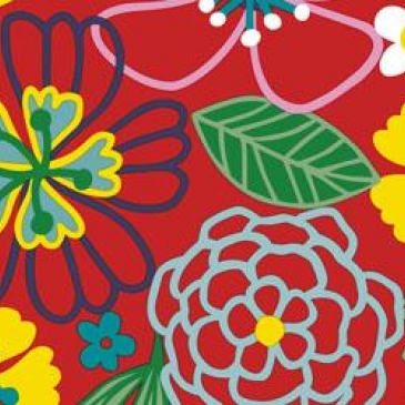 Bobina papel de regalo estucado primavera rojo 70cmX100m